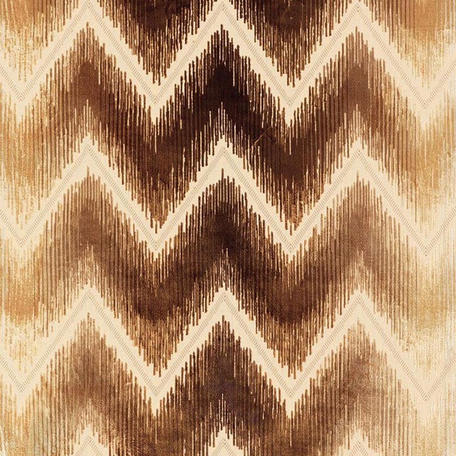 Sample - Schumacher Shock Wave Fabric in Sand & Sable For Sale