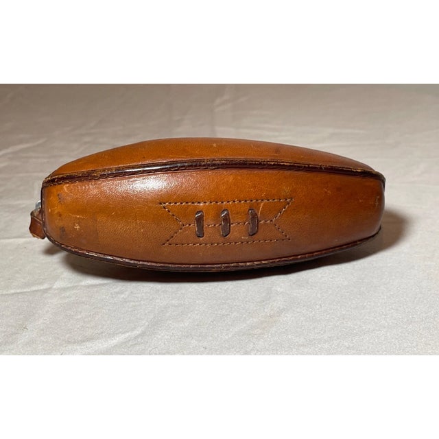 Vintage German Handmade Leather Football Metal Shot Glass Barware Set Case - 8pcs For Sale - Image 9 of 10