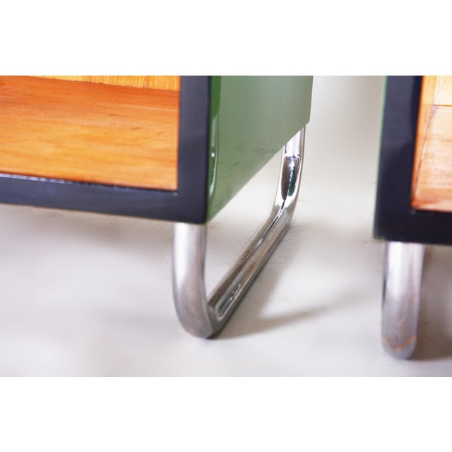 Bauhaus Side Tables in Chrome and Glass by Vichr a Spol., Czech, 1930s, Set of 2 For Sale - Image 11 of 18