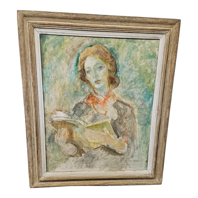 Large Impressionist Portrait by Listed American Artist William Meyerowitz For Sale