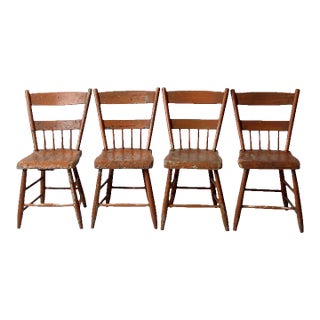 Antique Primitive Dining Chairs Set of 4 For Sale