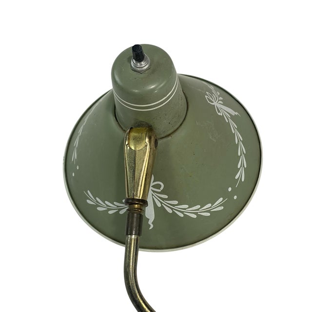 1950s Vintage Mid-Century Modern Sage Green Tole Scissor Arm Wall Lamp For Sale - Image 5 of 12