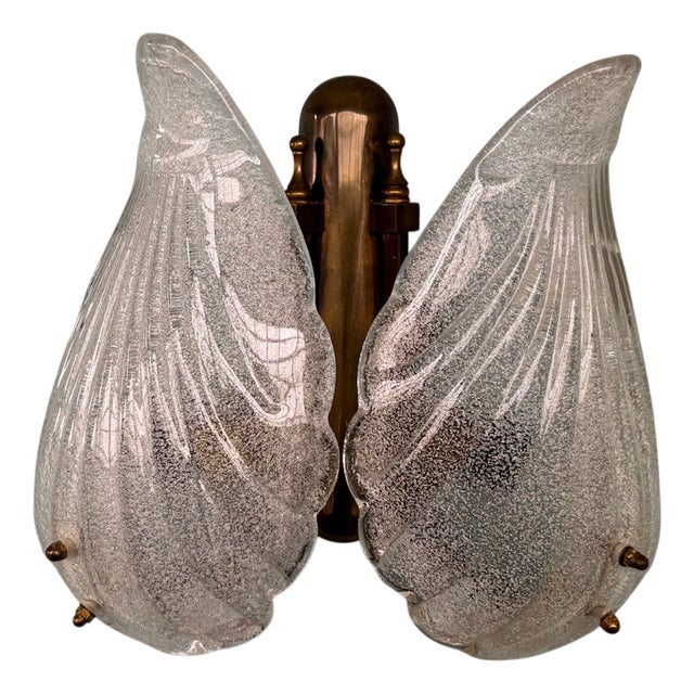 Vintage Italian Murano Glass Graniglia 2-Leaf Wall Light, 1970s For Sale