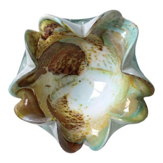 Vintage Circa 1960s Hand-Blown Italian Murano Attributed Tutti Frutti Catchall Decorative Bowl For Sale