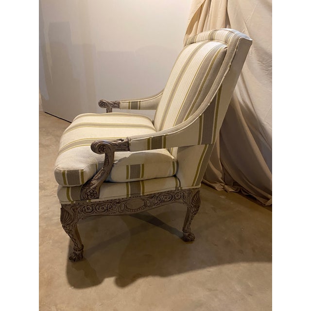 Sherrill Furniture Sherrill Striped Wood Frame Chair For Sale - Image 4 of 9