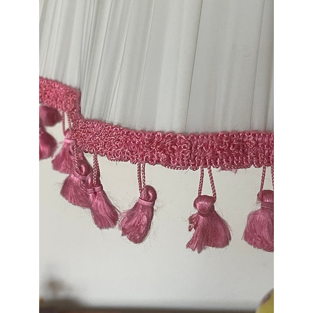 1970s Shabby Chic McKenzie and Childs Handpainted Lamp With Pleated Shade For Sale - Image 4 of 5
