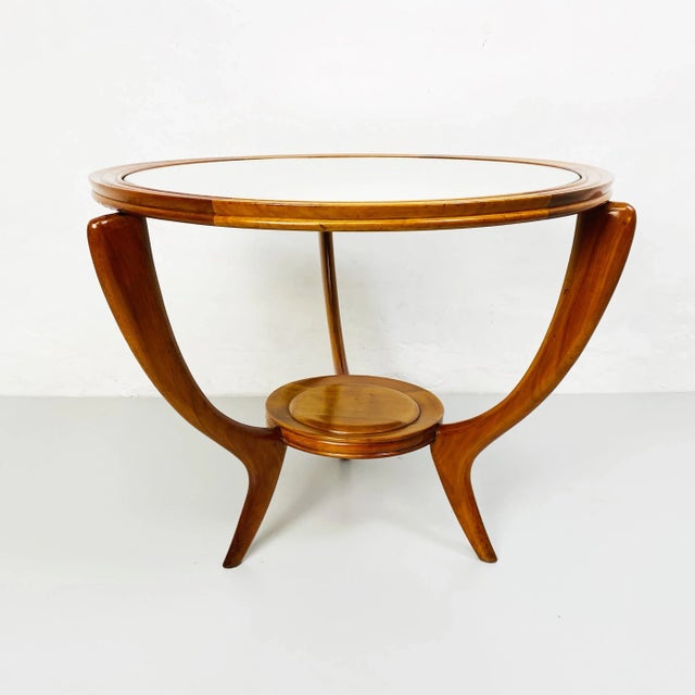 Brown Mid-Century Italian Wooden Round Table, 1950s For Sale - Image 8 of 12