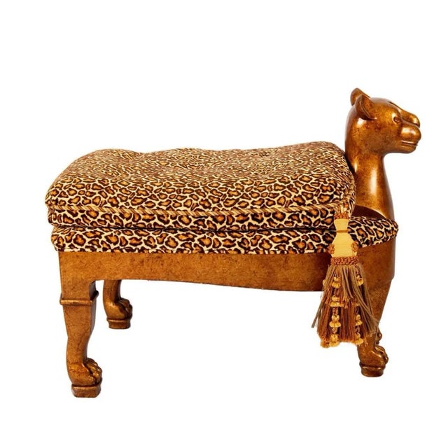 Egyptian Revival Gilt & Lacquered Nicely Carved Cat Bench For Sale - Image 9 of 9