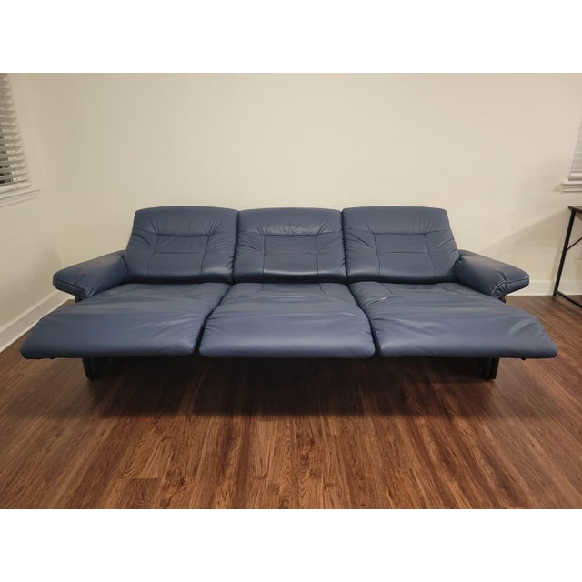 Ekornes ASA Stressless Mary Sofa & Loveseat — Blue Paloma Leather For Sale - Image 4 of 18