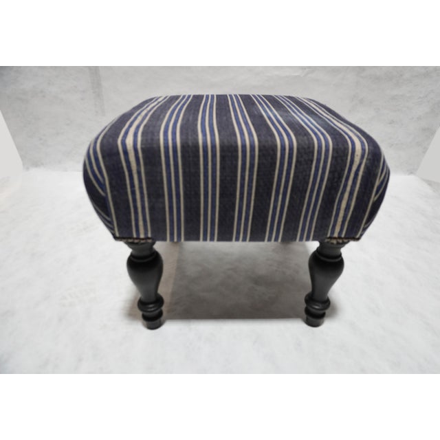 Custom Stripped Brentwood Footstool by Rooms & Gardens For Sale - Image 4 of 12