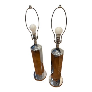 Mid Century Modern Chrome Pencil Form Table Lamps Attributed to Robert Sonneman-a Pair For Sale