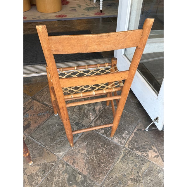 19th Century Antique Ladderback + Rawhide Seat Side Chairs, Set of 2 For Sale In San Francisco - Image 6 of 12