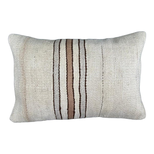 Turkish Hemp Pillow Cushion Natural Beige Brown Pillow Cushion Cover 16 "x 24" For Sale