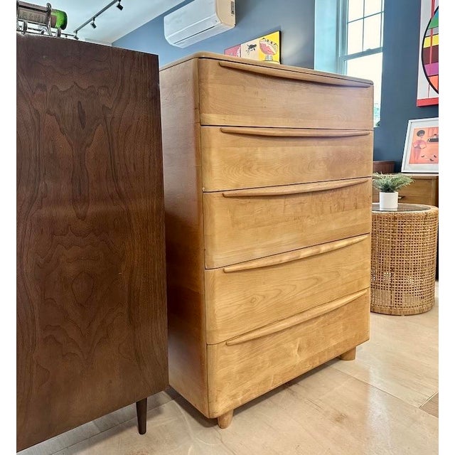 Mid-Century Modern Heywood Wakefield ‘Encore’ Highboy Dresser For Sale - Image 3 of 14