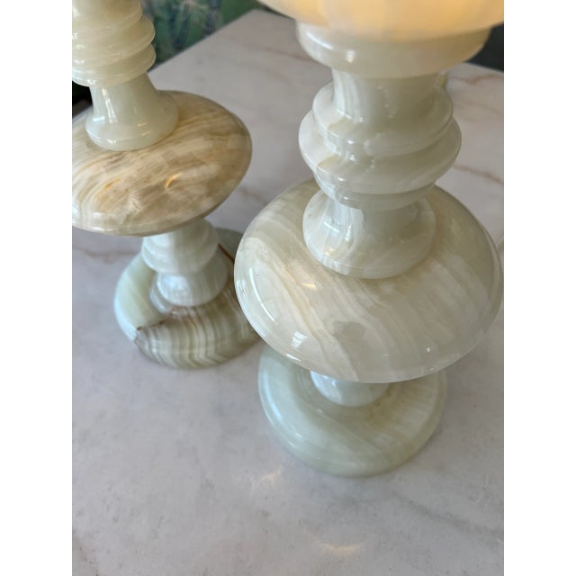 Italian 1950s Italian Carved Onyx Lamps - a Pair For Sale - Image 3 of 12