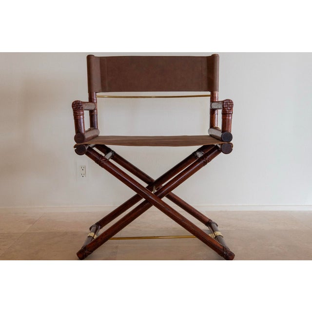 1970's McGuire Director's X-Chair in Leather For Sale In Miami - Image 6 of 10