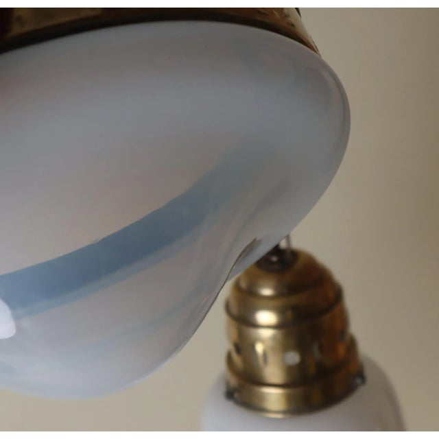 1920s Art Nouveau Hanging Lamp in White Glass and Brass, 1920 For Sale - Image 5 of 18