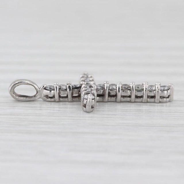 2010s 0.42ctw Diamond Platinum Cross Pendant Fine Religious Jewelry For Sale - Image 5 of 5