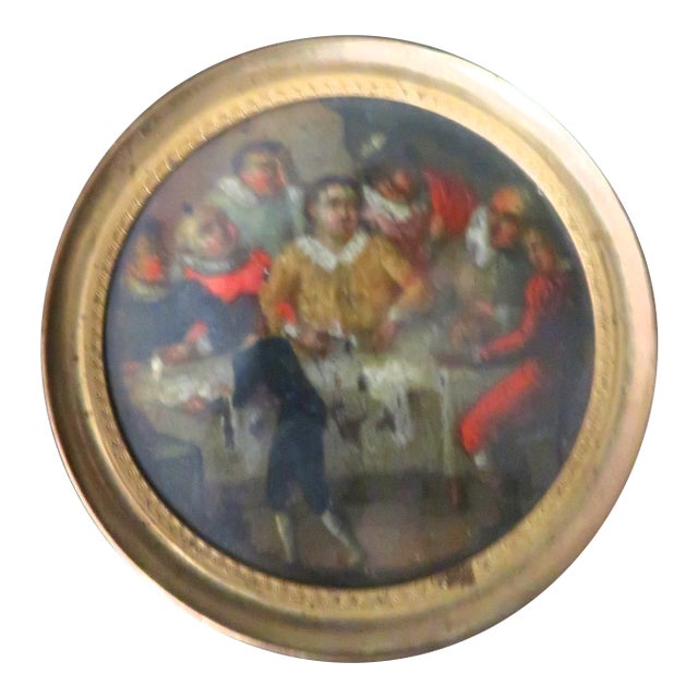 18th Century Miniature Painting - Dutch Tavern Scene For Sale