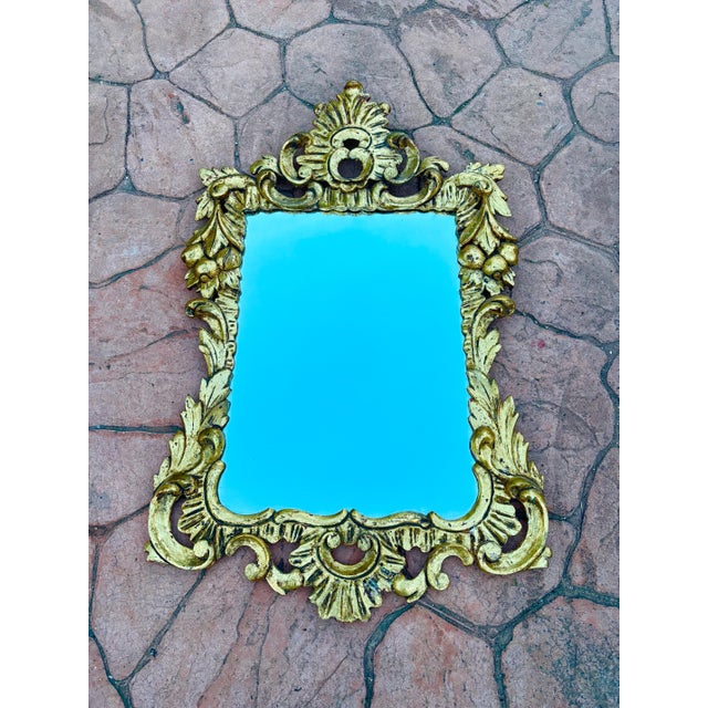 Gilt Plaster Wall Mirror in Baroque Style, Mid-20th Century For Sale - Image 4 of 8