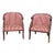 Early 20th Century Pair of English Regency Mahogany Bergeres With Swan Head Carving Red Silk Fabric For Sale
