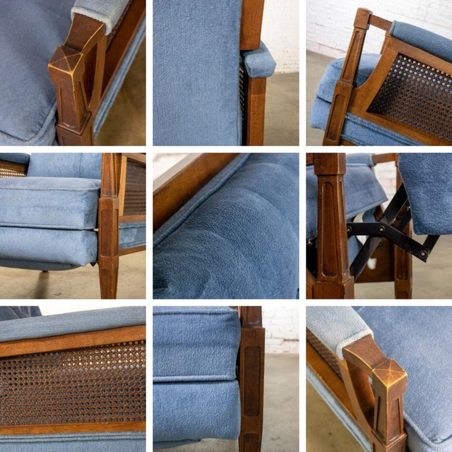 Mid to Late 20th Century Neoclassic Reclining Armchair Blue Chenille Fabric by Burris Industries For Sale - Image 17 of 18