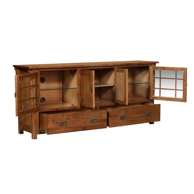Brown Mission Quarter Sawn Oak 72" Tv Stand - Walnut (Aw) For Sale - Image 8 of 11