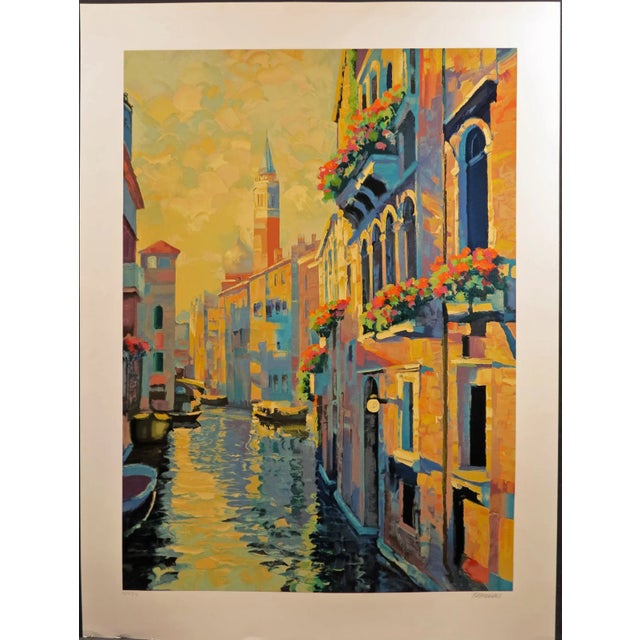 American 1992 Howard Behrens "Morning in Venice" Signed Ltd Serigraph on Paper For Sale - Image 3 of 8