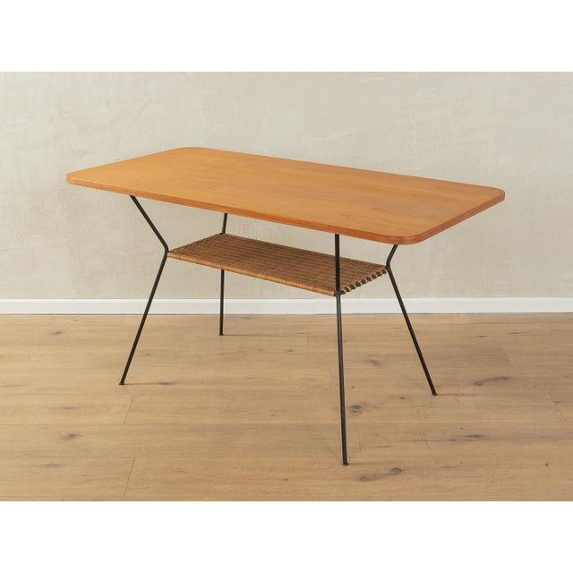 Black Coffee Table with Raffia Shelf, 1950s For Sale - Image 8 of 8