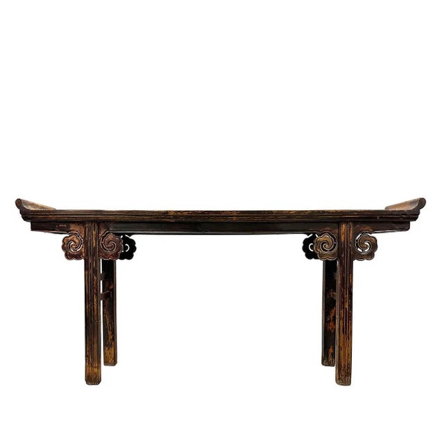 Chinese 19th Century Antique Chinese Open Carved Altar Table/Sofa Table/Console For Sale - Image 3 of 11