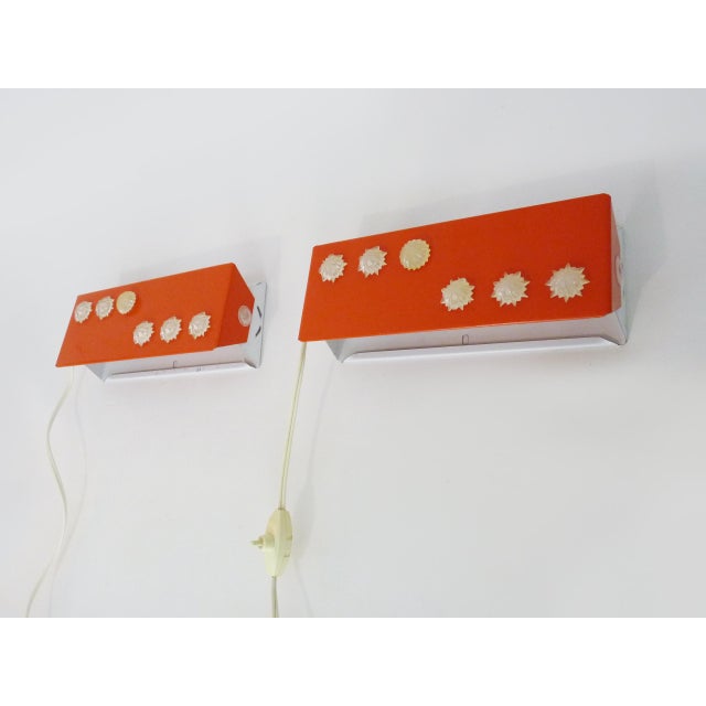 Scandinavian-Style Orange Metal Wall Sconces with Swiveling Shutters, 1970s For Sale - Image 11 of 11
