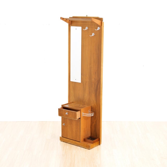 Wood Mid Century Coat Rack Entryway Stand and Mirror For Sale - Image 7 of 12