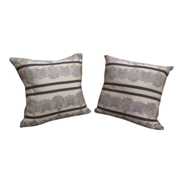 Tan Silk Designer Pillows A Pair Chairish