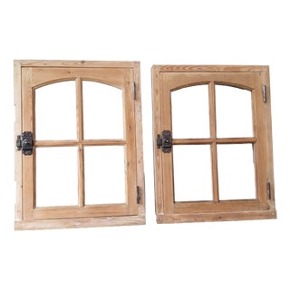 Arched Windows in Pine, Set of 2 For Sale