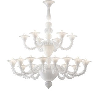 Monumental White Rezzonico Murano Glass Chandelier by Simoeng for Simoeng For Sale