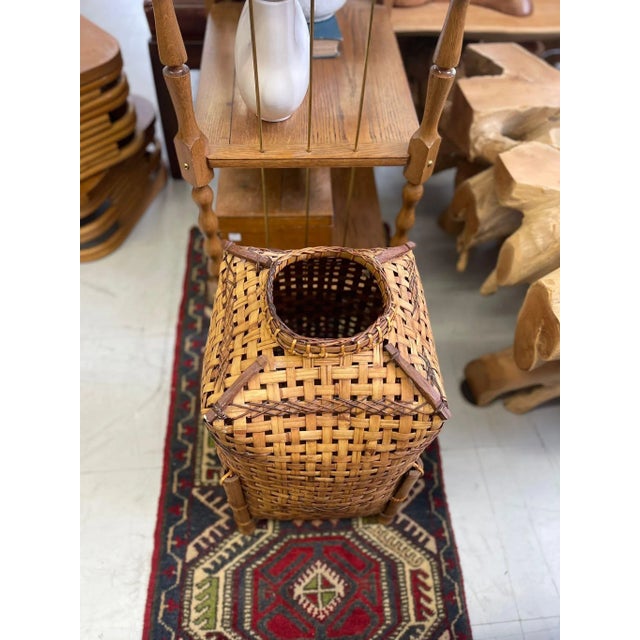 Brown 1970s Vintage Rattan Woven Basket For Sale - Image 8 of 9