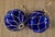Mid 20th Century Vintage Pair of Rare 8" Cobalt Blue Hand-Blown Glass Fishing Floats · Original Jute Net For Sale - Image 5 of 7