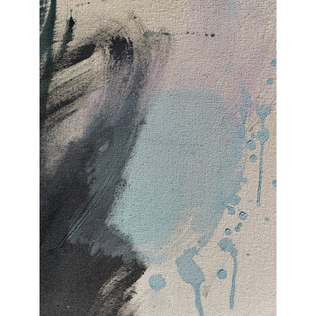 "Sings My Soul" Original Lyrical Abstraction Painting in Forest Green, Teal, and Sky Blue For Sale - Image 9 of 10