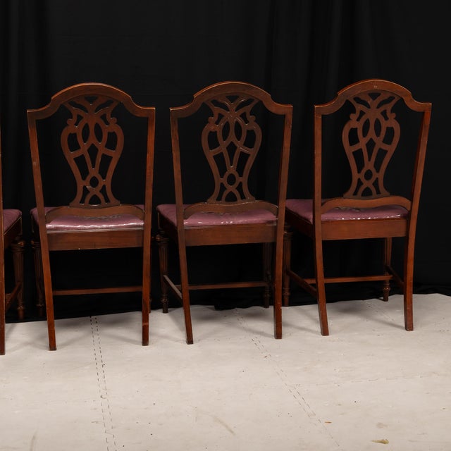1920s Bernhardt Antique American Mahogany Chippendale Dining Chairs With Needlepoint Covers - Set of 6 For Sale - Image 12 of 12