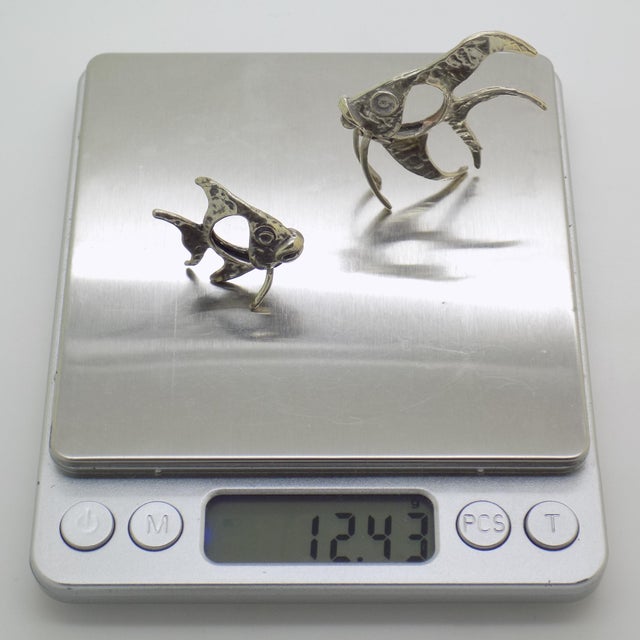 Vintage Italian Handmade Genuine Silver Two Tropical Fishes Miniatures Figurines, 1970s, Set of 2 For Sale - Image 9 of 12