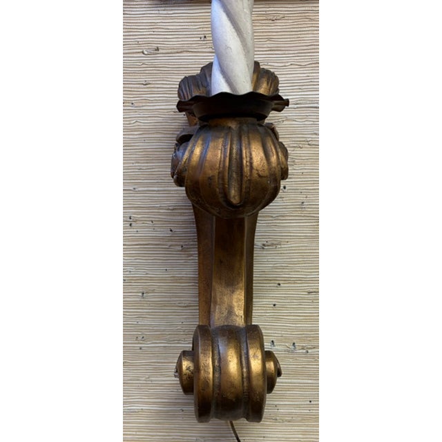 Gold Wood Giltwood Wall Sconces With Shades For Sale - Image 8 of 8