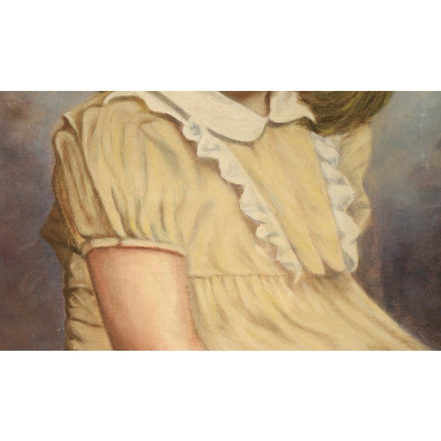 Modern "Joni" - Mid Century Modern Portrait of a Girl in Yellow Dress in Oil on Canvas by Morris Zirlin For Sale - Image 3 of 7