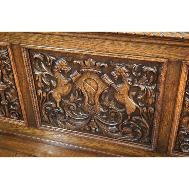 Late 19th Century English Victorian Oak Hall Seat Settee Bench For Sale In New York - Image 6 of 18