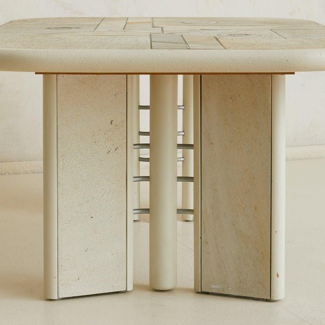 Gray Dutch Brutalist Stone + Metal Inlay Coffee Table in Manner of Paul Kingma, 1970s For Sale - Image 8 of 18