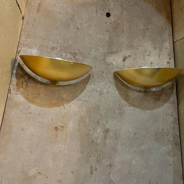 1960s Gold Leaf Demilune Wall Sconce Pair For Sale - Image 11 of 11