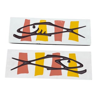 Circa 1959 Artist Richter Ceramic Fish Wall Hangings, a Pair For Sale