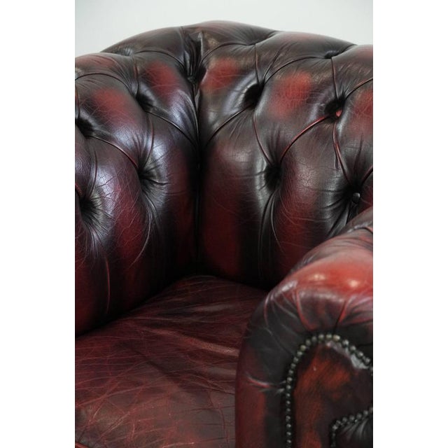 English Chesterfield Leather Armchair on Wheels For Sale - Image 13 of 18
