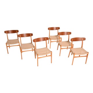 Vintage CH23 Chairs by Hans J. Wegner for Carl Hansen & Søn, 1950s, Set of 6 For Sale