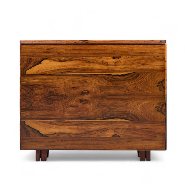 Wood Bendt Winge Mid Century Norwegian Rosewood Drop-Leaf Rosewood Dining Table For Sale - Image 7 of 9