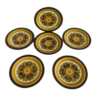 Mid-Century Electra Echo Japanese Stoneware Salad Plates- Set of 6 For Sale